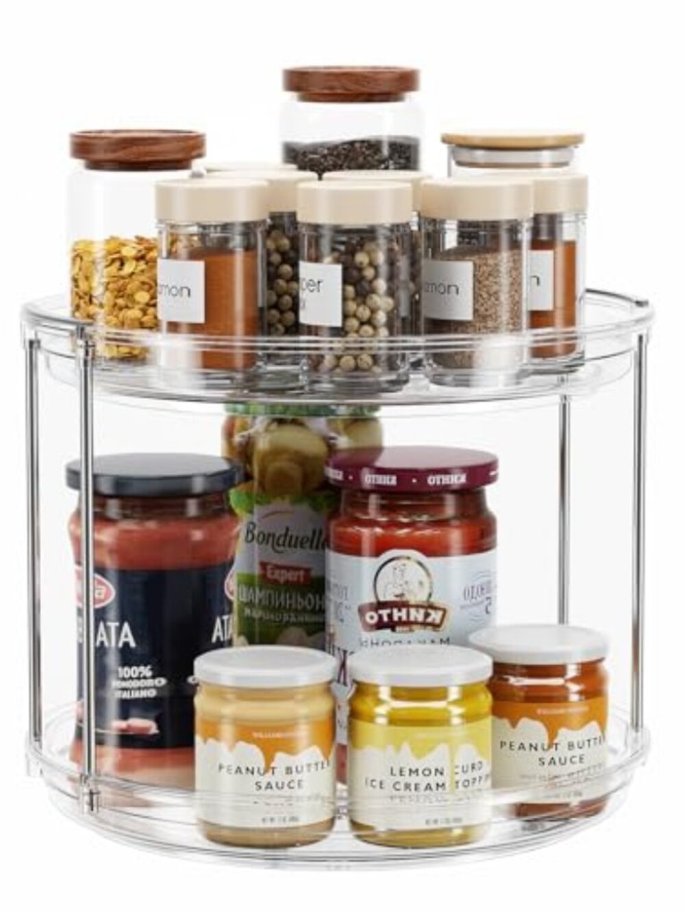 2 Tier Lazy Susan Turntable Organizer‎ 9.25'' Rotating Spice Rack Organization